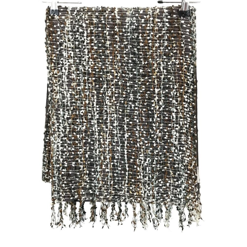Pier 1 Imports Berkeley Table Runner 14"x72" Woven Textured Cotton Nylon Fringe